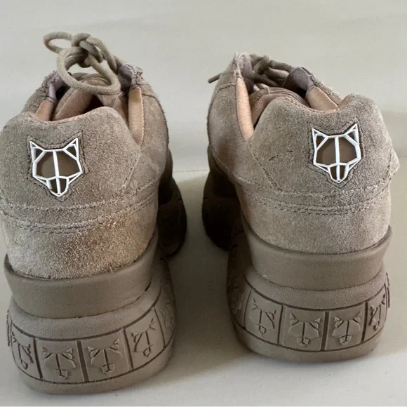Naked Wolfe Sporty Platform Sneakers Taupe Suede Y2K Chunky Minimalist 90s - Picture 5 of 13